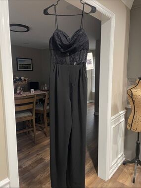 Emerald Sundae Black Strapless Lace Jumpsuit